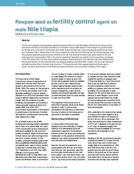 Pawpaw seed as fertility control agent on male Nile tilapia