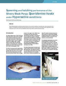 Spawning and hatching performance of the silvery black porgy Sparidentex hasta under hypersaline conditions