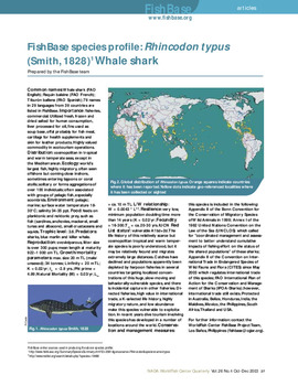 FishBase species profile: Rhincodon typus (Smith, 1828) whale shark