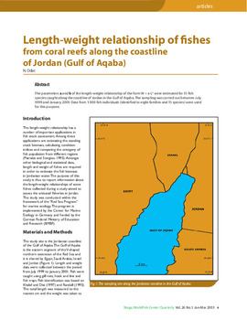 Length-weight relationship of fishes from coral reefs along the coastline of Jordan (Gulf of Aqaba)