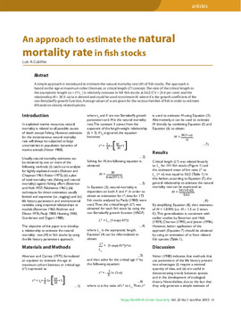 An approach to estimate the natural mortality rate in fish stocks