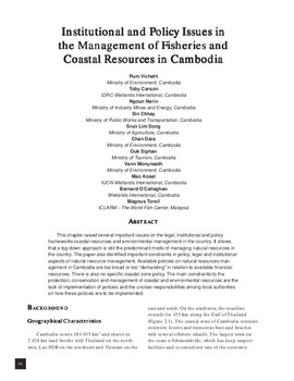 Institutional and policy issues in the management of fisheries and coastal resources in Cambodia
