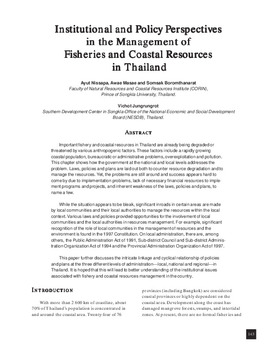Institutional and policy perspectives in the management of fisheries and coastal resources in Thailand