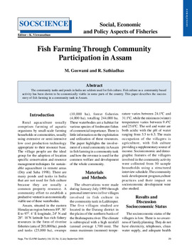 Fish farming through community partiicipation in Assam