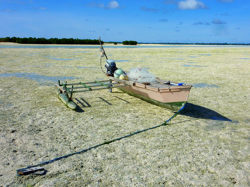 Artisanal fishing canoe in the North Tarawa lagoon, Republic of Kiribati. Photo by Brooke Campbell