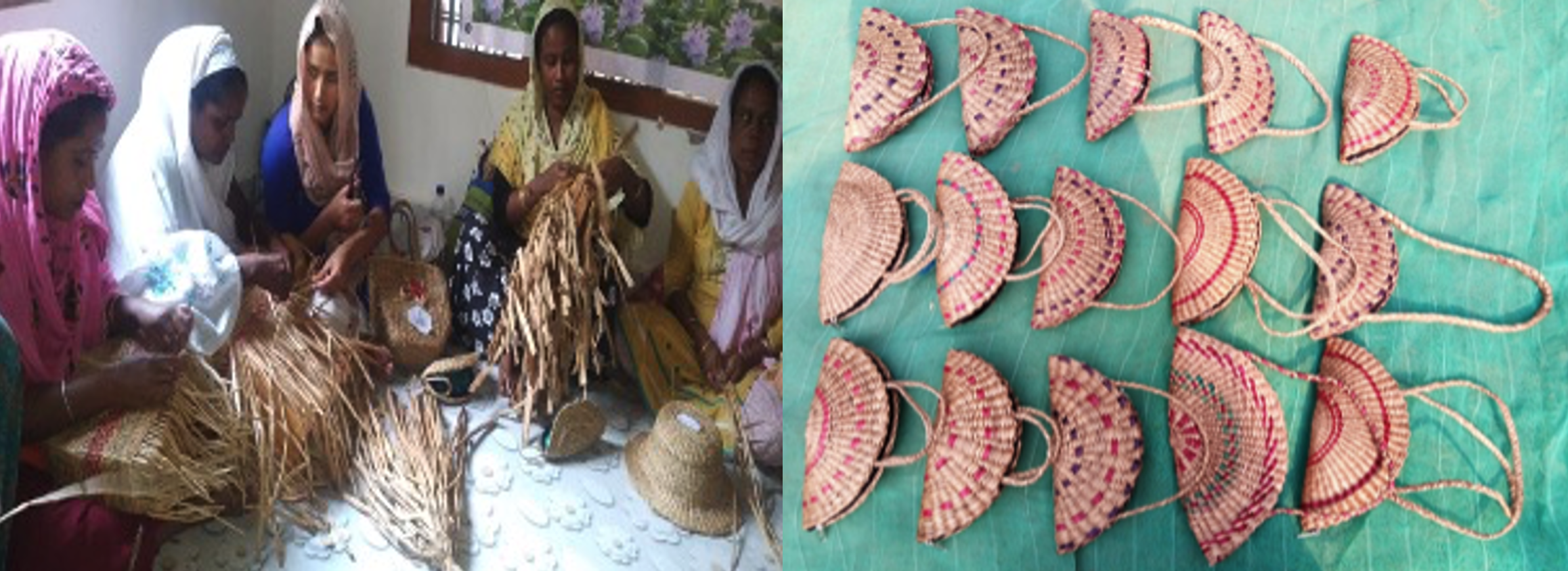 Products made from dried Eichhornia by women members of Anchalik Pragatishil FFPC. Photo by Kashyap Borah, WorldFish.