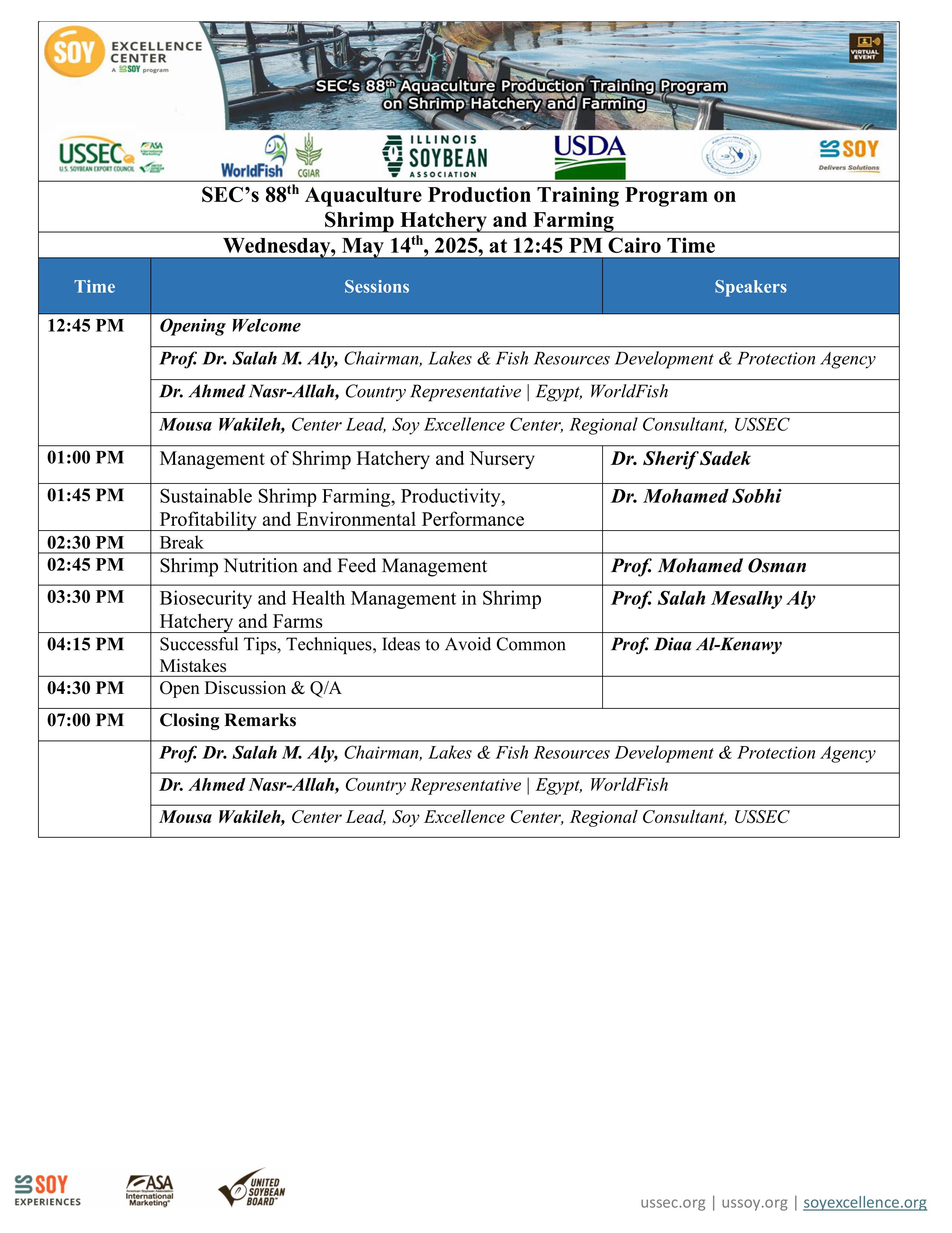 SEC’s 88th Aquaculture Production Training Program on Shrimp Hatchery and Farming