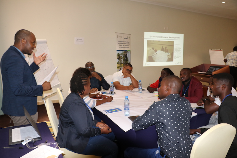 Timothy Manyise led an engagement session to identify the challenges and actors in Zambia’s small-scale aquaculture systems. Photo: Agness Chileya 