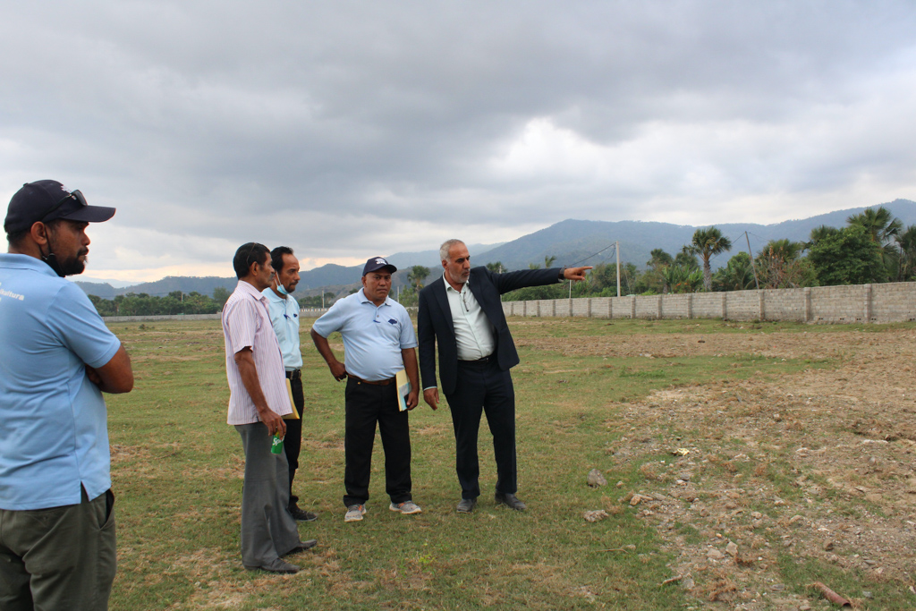 Karimi pointing to the location where the tilapia Public-Private-Partnership hatchery will be built in Hera.