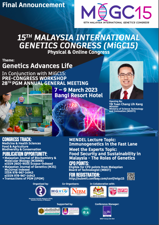 15th Malaysia International Genetics Congress 2023 (MiGC15)