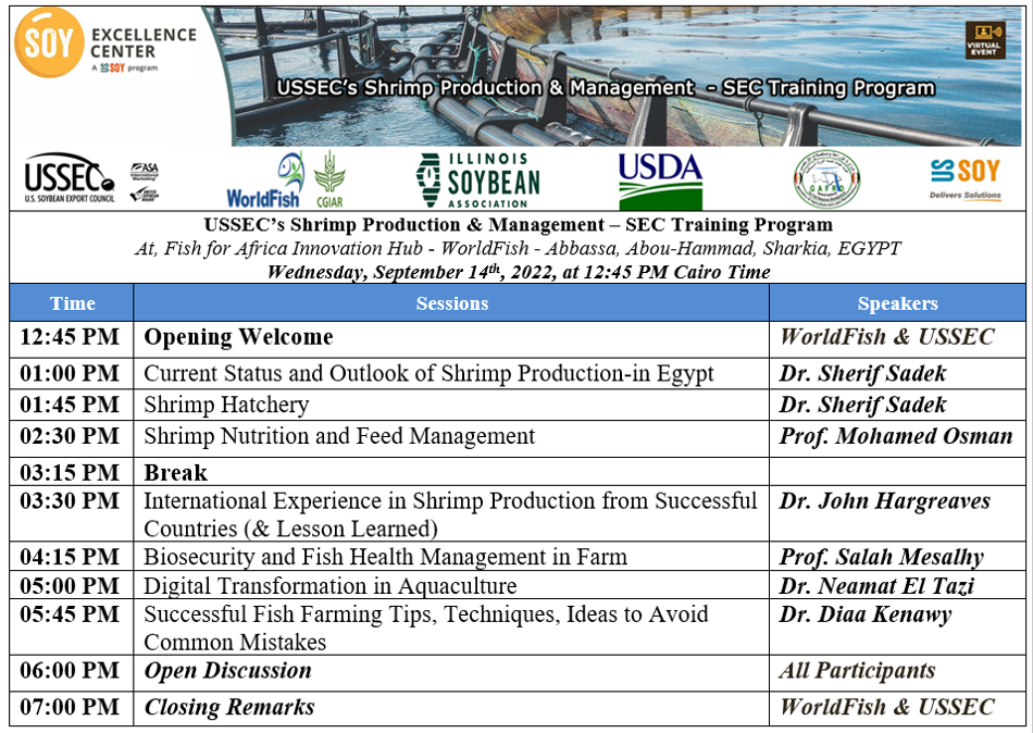 SEC Training Program: USSEC’s shrimp management and production