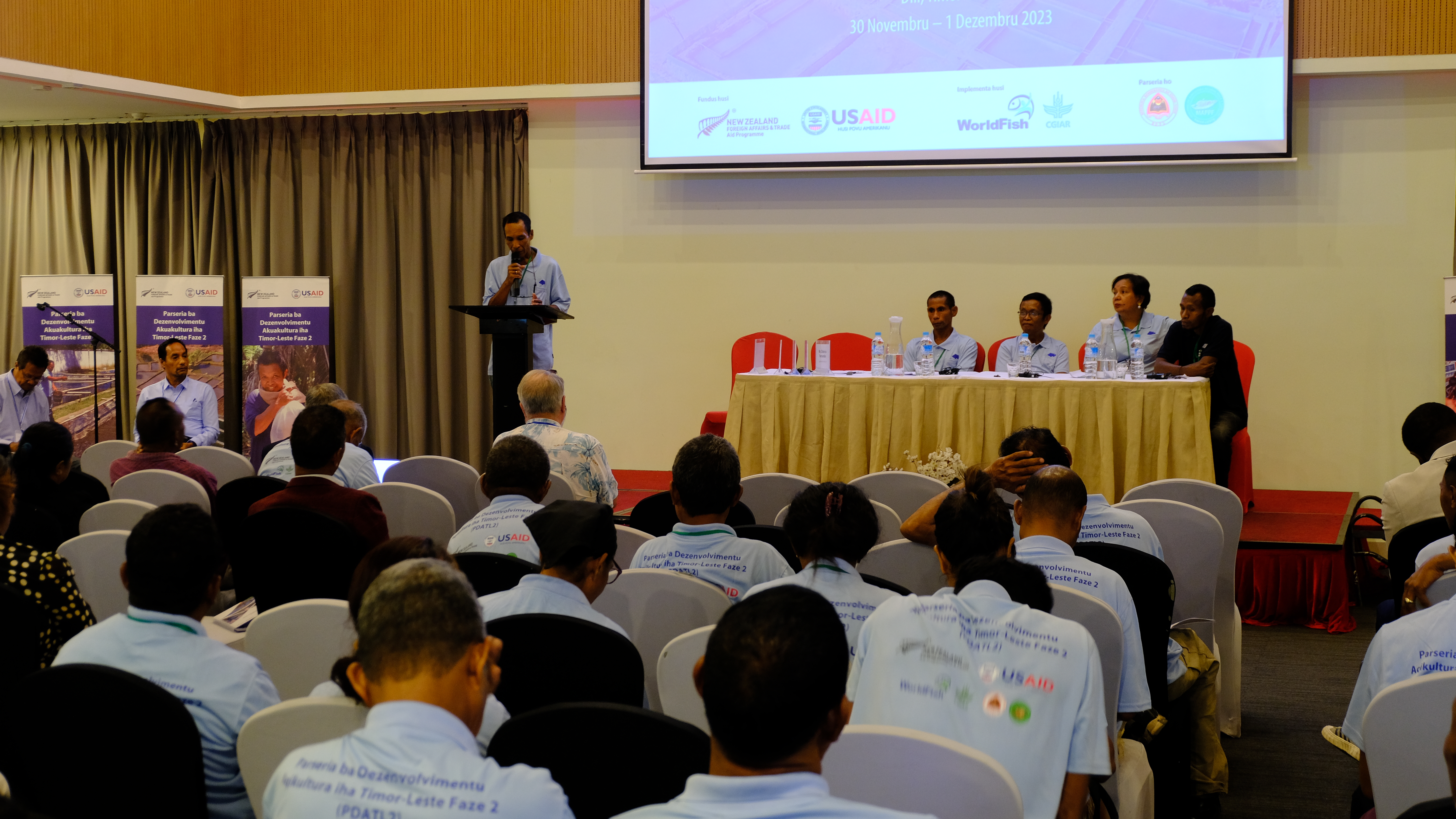 Private sector partner speaking at the 3rd National Aquaculture Forum in Dili, Timor-Leste.