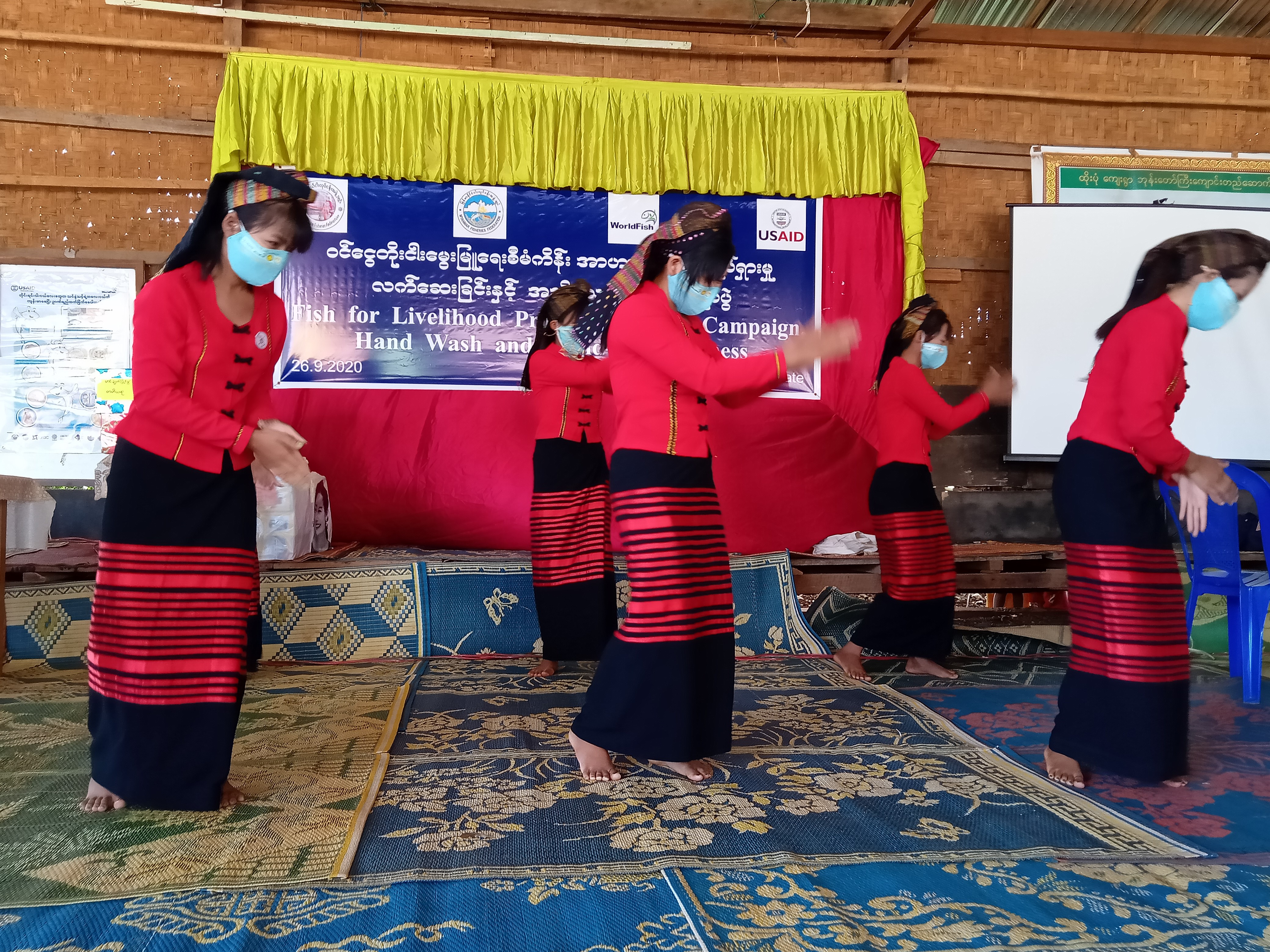 Youth practice a hand washing dance to prevent COVID-19 transmission. Photo by Ma Thu Zar Win. 