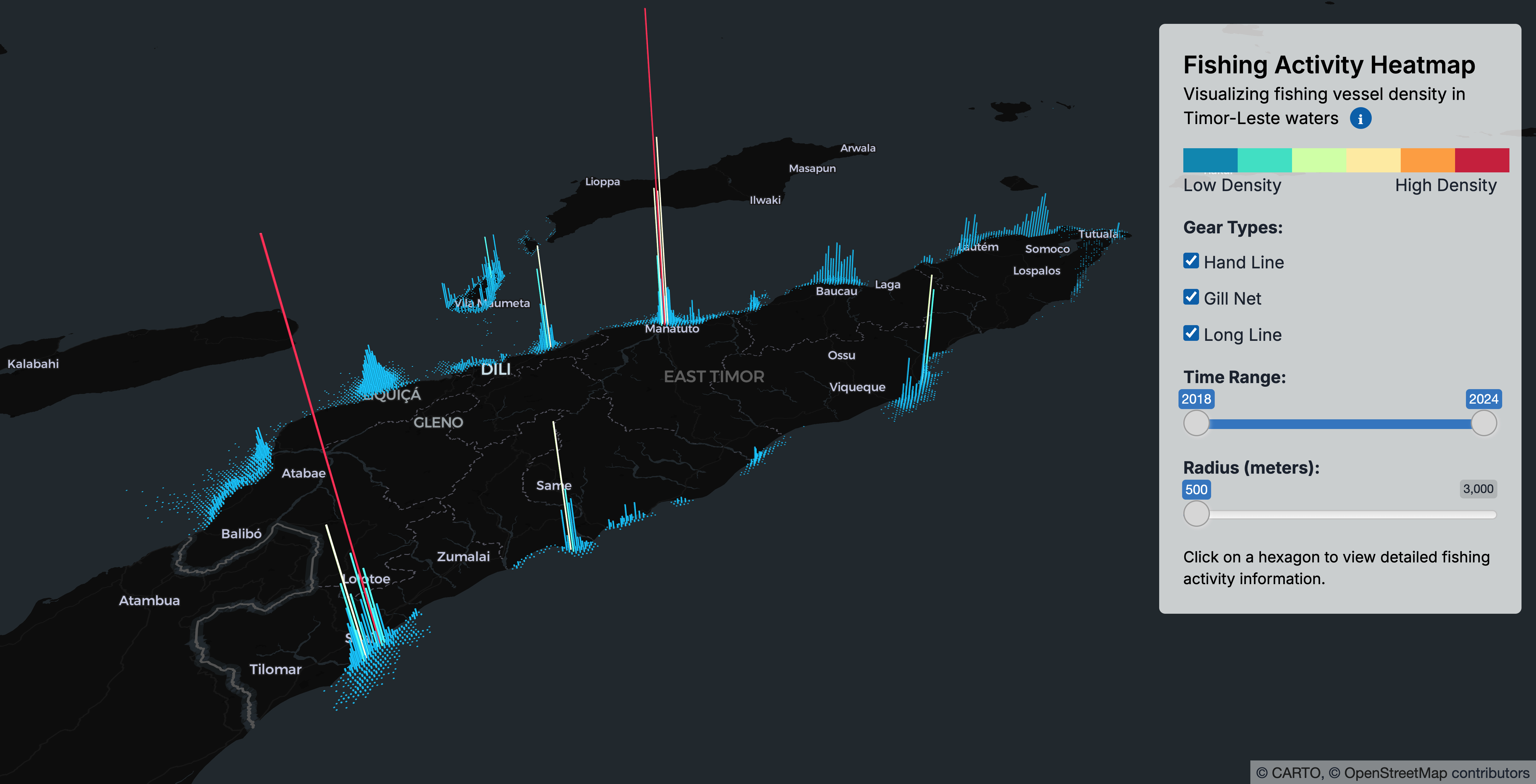 Fishing activity heat map