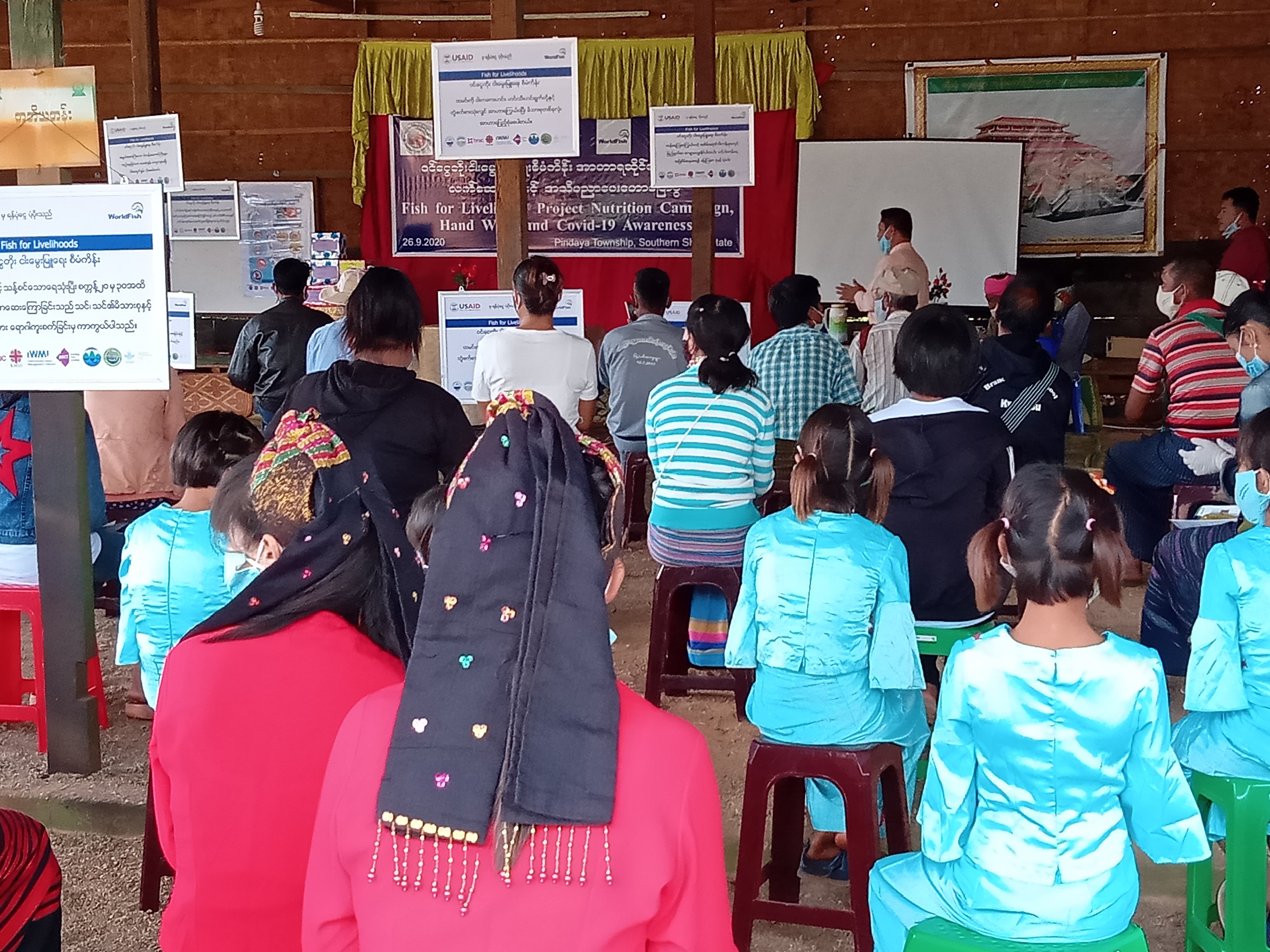 Youth learn about the nutritional benefits of fish in Pindaya township. Photo by Ma Thu Zar Win. 