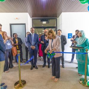 CGIAR Chief Scientist Dr Sandra Milach opens the Asia Digital Hub at WorldFish with Dr Essam Yassin Mohammed, Director General of WorldFish; Dr Alex Tilley, Digital and Data Science Lead at WorldFish