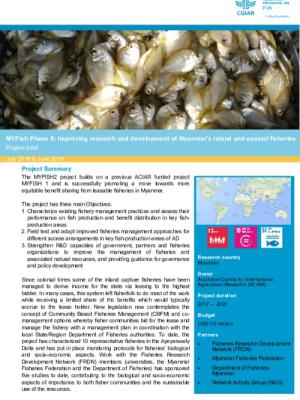 MYFish Phase II: Improving research and development of Myanmar's inland and coastal fisheries Project brief July 2018 to June 2019