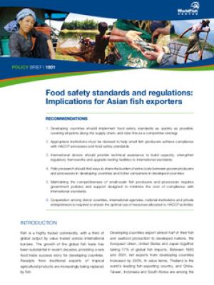 Food safety standards and regulations: implications for Asian fish exporters