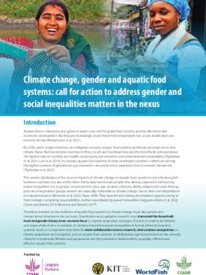 Climate change, gender and aquatic food systems: call for action to address gender and social inequalities matters in the nexus