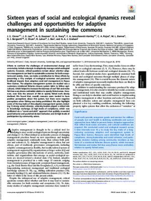 Sixteen years of social and ecological dynamics reveal challenges and opportunities for adaptive management in sustaining the commons