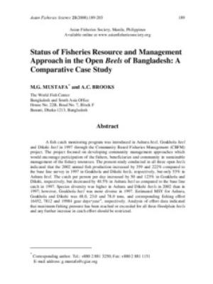 Status of fisheries resource and management approach in the open beels of Bangladesh: a comparative case study