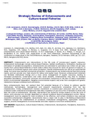 Strategic review of enhancements and culture-based fisheries