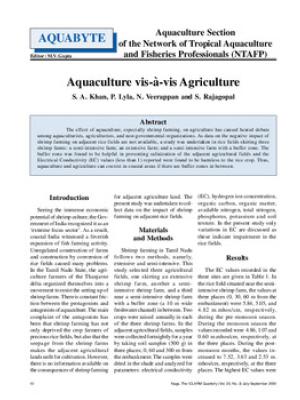 Aquaculture vis-a-vis agriculture