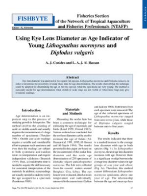 Using eye lens diameter as age indicator of young Lithognathus mormyrus and Diplodus vulgaris