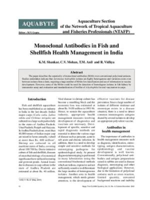 Monoclonal antibodies in fish and shellfish health management in India
