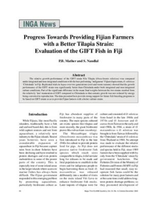 Progress towards providing Fijian farmers with a better tilapia strain: evaluation of the GIFT fish in Fiji