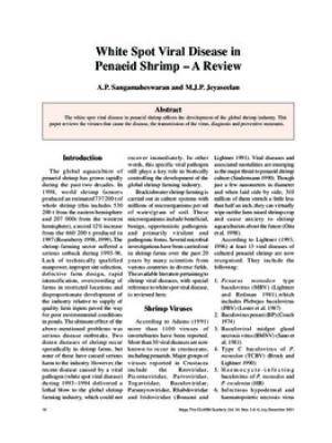 White spot viral disease in penaeid shrimp-a review