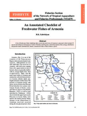 An annotated checklist of freshwater fishes of Armenia
