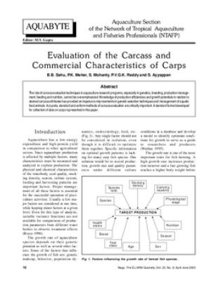 Evaluation of the carcass and commercial characteristics of carps