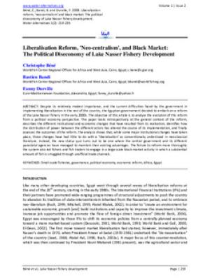 Liberalization reform, "Neo-centralism", and black market: the political diseconomy of Lake Nasser fishery development