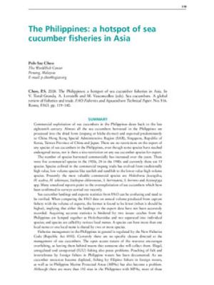 The Philippines: a hotspot of sea cucumber fisheries in Asia