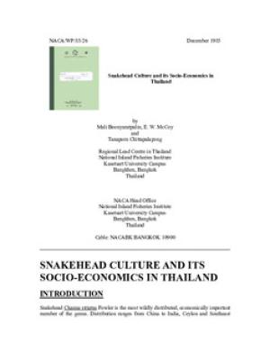 Snakehead culture and its socio-economics in Thailand