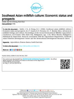 Southeast Asian milkfish culture: economic status and prospects