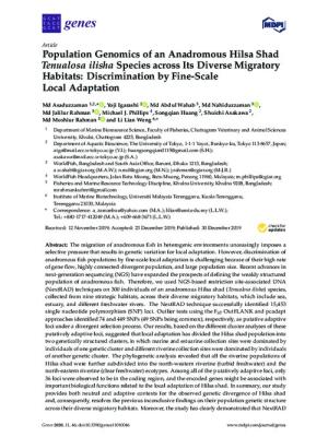 Population genomics of an anadromous Hilsa Shad Tenualosa ilisha species across its diverse migratory habitats: Discrimination by fine-scale local adaptation