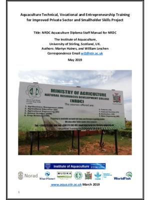 NRDC Aquaculture Diploma Staff Manual for NRDC