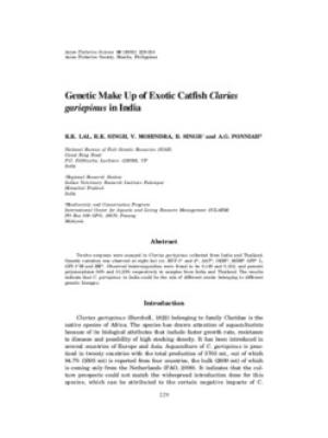 Genetic make up of exotic catfish Clarias gariepinus in India