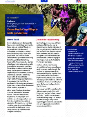 Suchana: Ending the cycle of undernutrition in Bangladesh. Demo Pond: Carp-Tilapia-Mola polyculture