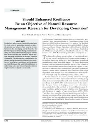 Should enhanced resilience be an objective of natural resource management research for developing countries