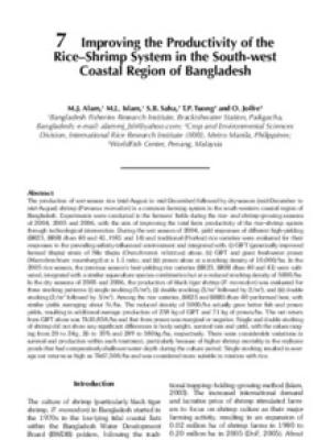 Improving the productivity of the rice-shrimp system in the South-west coastal region of Bangladesh