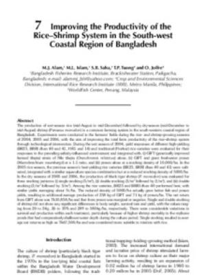 Improving the productivity of the rice-shrimp system in the South-west coastal region of Bangladesh