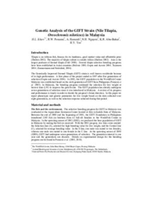 Genetic analysis of the GIFT strain (Nile Tilapia, Oreochromis niloticus) in Malaysia