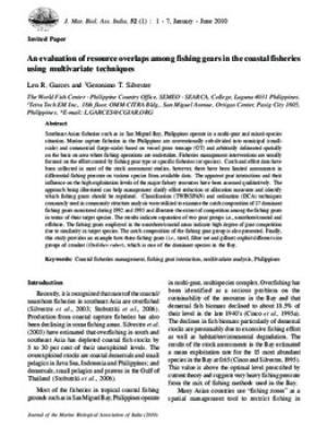 An evaluation of resource overlaps among fishing gears in the coastal fisheries using multivariate techniques