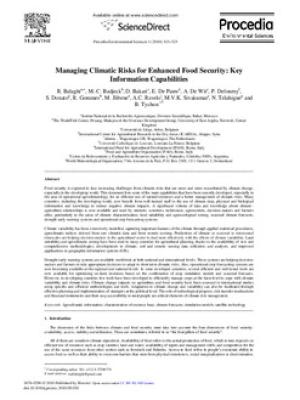 Managing climatic risks for enhanced food security: key information capabilities