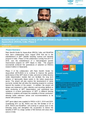Establishment of a Satellite Nucleus of the GIFT Strain at Rajiv Gandhi Center for Aquaculture (RGCA), India: Phase II. Project Brief April 2019 - March 2020