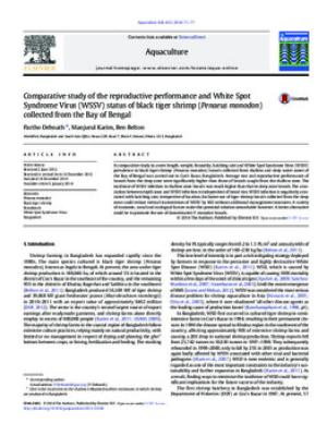 Comparative study of the reproductive performance and White Spot Syndrome Virus (WSSV) status of black tiger shrimp (Penaeus monodon) collected from the Bay of Bengal