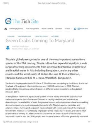Progress and the future for tilapia farming and seed production in Bangladesh